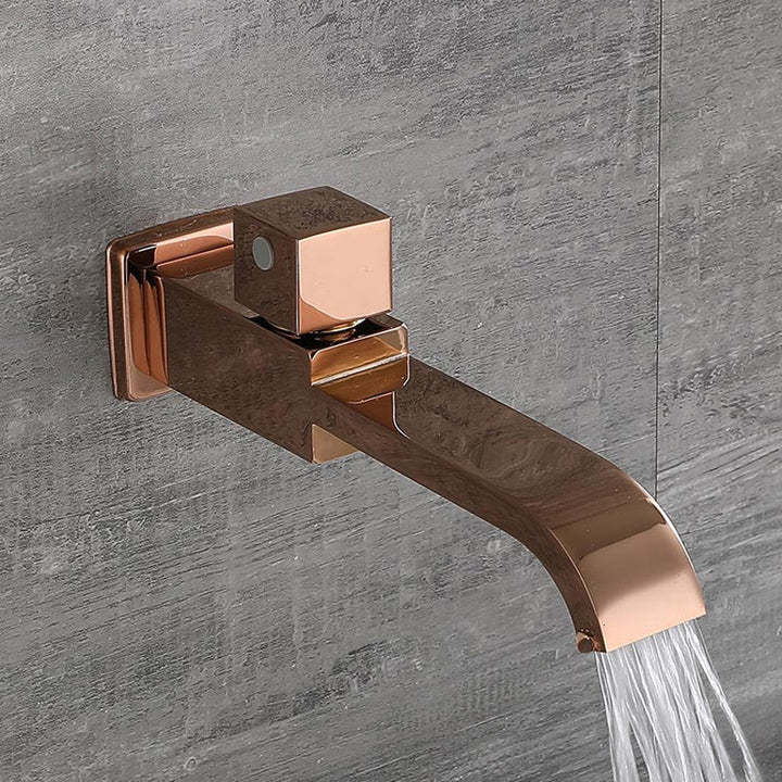 Lisslune | Contemporary Wall Mounted Bathroom Faucet Handle Knob Solid Brass Square Faucet