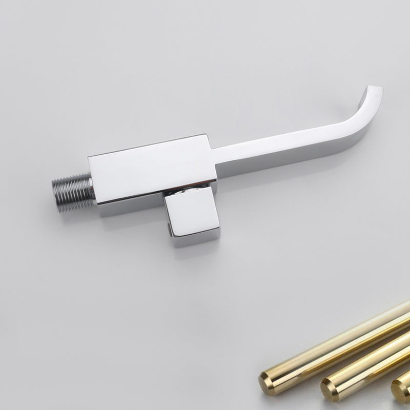 Lisslune | Contemporary Wall Mounted Bathroom Faucet Handle Knob Solid Brass Square Faucet
