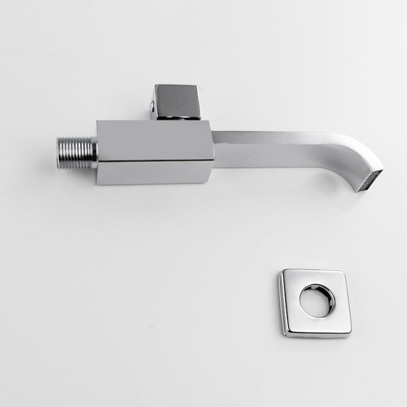 Lisslune | Contemporary Wall Mounted Bathroom Faucet Handle Knob Solid Brass Square Faucet