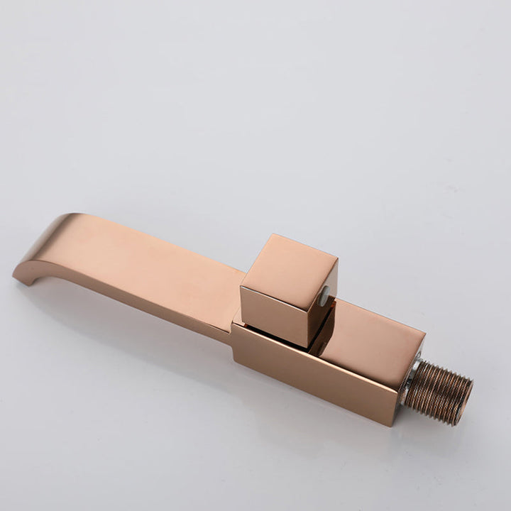 Lisslune | Contemporary Wall Mounted Bathroom Faucet Handle Knob Solid Brass Square Faucet