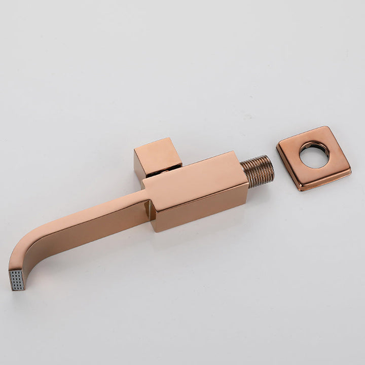 Lisslune | Contemporary Wall Mounted Bathroom Faucet Handle Knob Solid Brass Square Faucet
