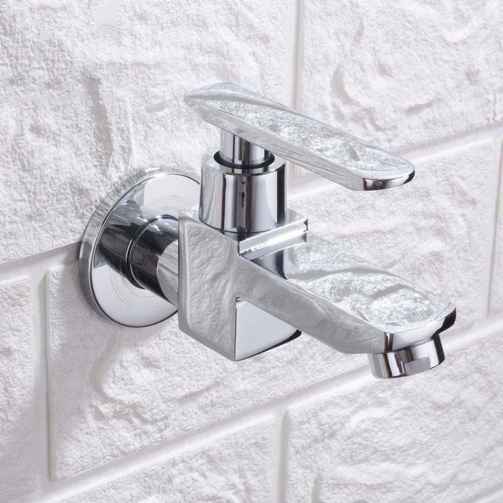 Lisslune | Contemporary Wall Mounted Bathroom Faucet Lever Handles Solid Brass Faucet
