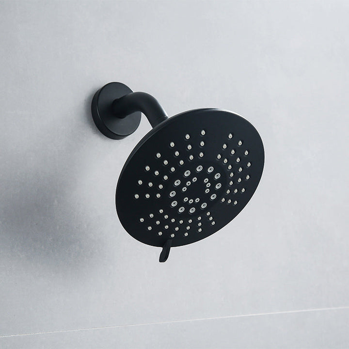 Lisslune | Round Fest Shower Head Matte Black 5 Spray Patterns Wall Mounted Shower Head