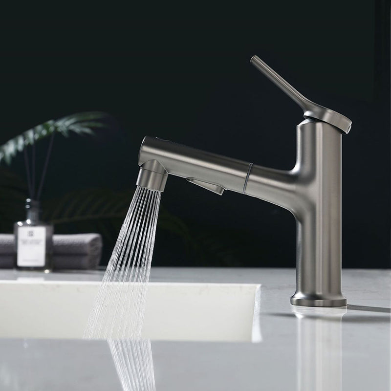 Lisslune | Modern Basin Faucet Copper Single Handle Low Arc Basin Faucet for Bathroom