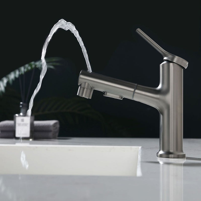 Lisslune | Modern Basin Faucet Copper Single Handle Low Arc Basin Faucet for Bathroom