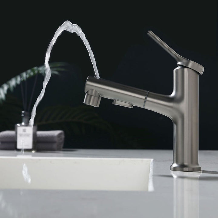 Lisslune | Modern Basin Faucet Copper Single Handle Low Arc Basin Faucet for Bathroom
