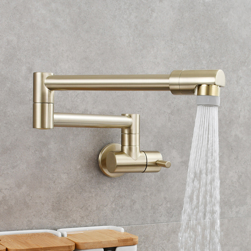 Lisslune | Modern Pull-down Faucet Single Handle Wall Mounted Pot Filler Low Profile 1-Hole Filler