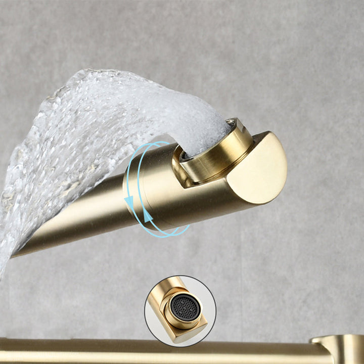 Lisslune | Modern Pull-down Faucet Single Handle Wall Mounted Pot Filler Low Profile 1-Hole Filler