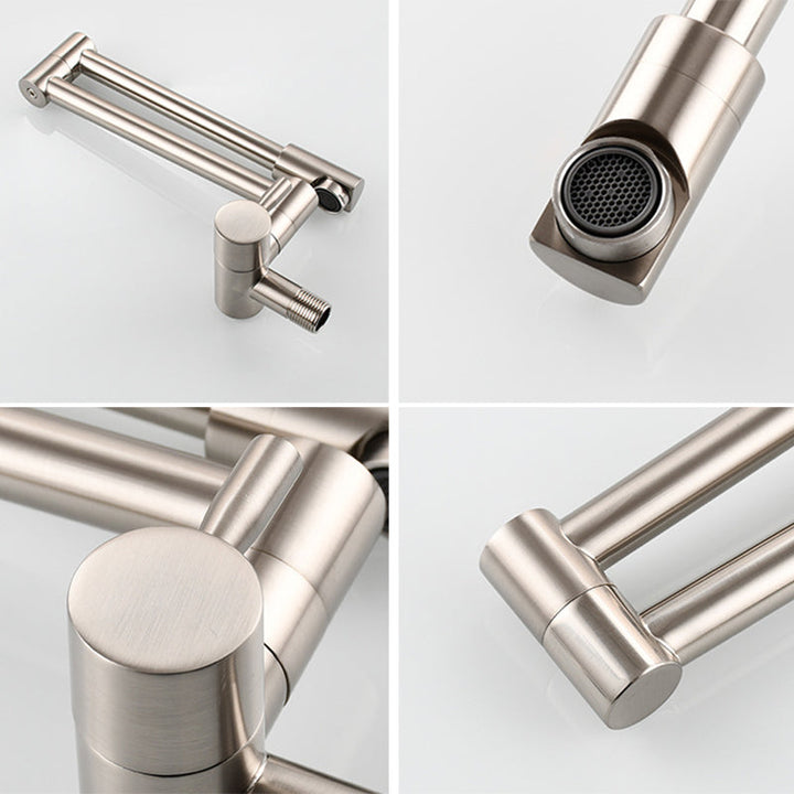 Lisslune | Modern Pull-down Faucet Single Handle Wall Mounted Pot Filler Low Profile 1-Hole Filler