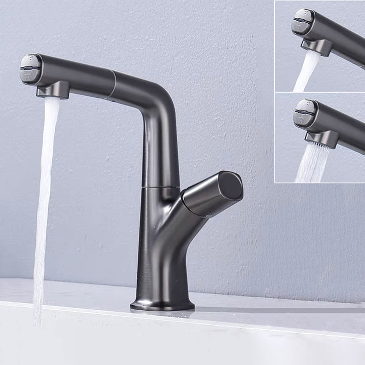 Lisslune | Modern Faucet Sink Tap Brass Lever Handles Swivel Spout Sink Tap