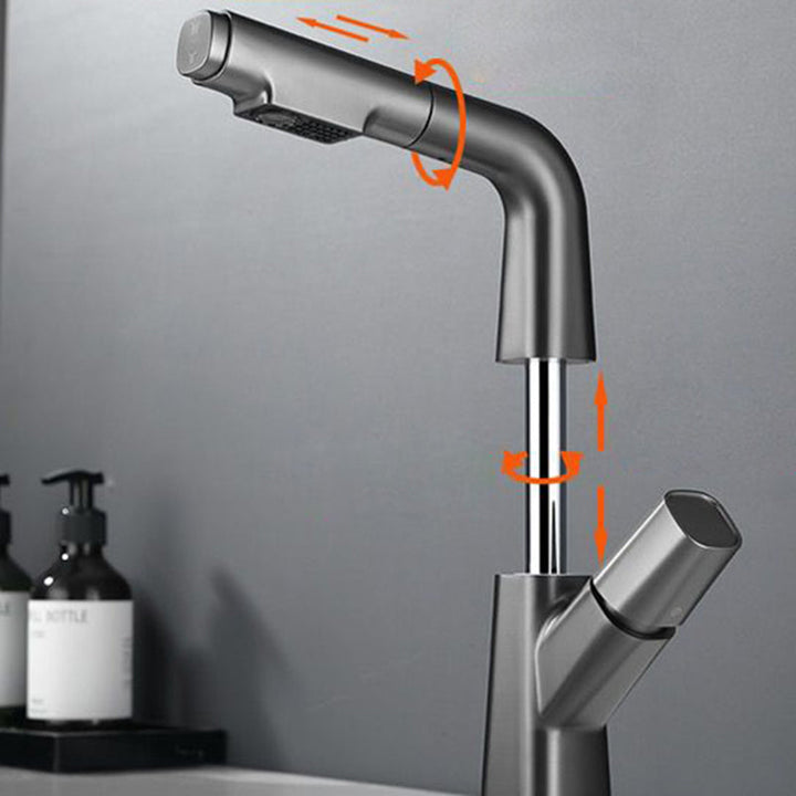 Lisslune | Modern Faucet Sink Tap Brass Lever Handles Swivel Spout Sink Tap