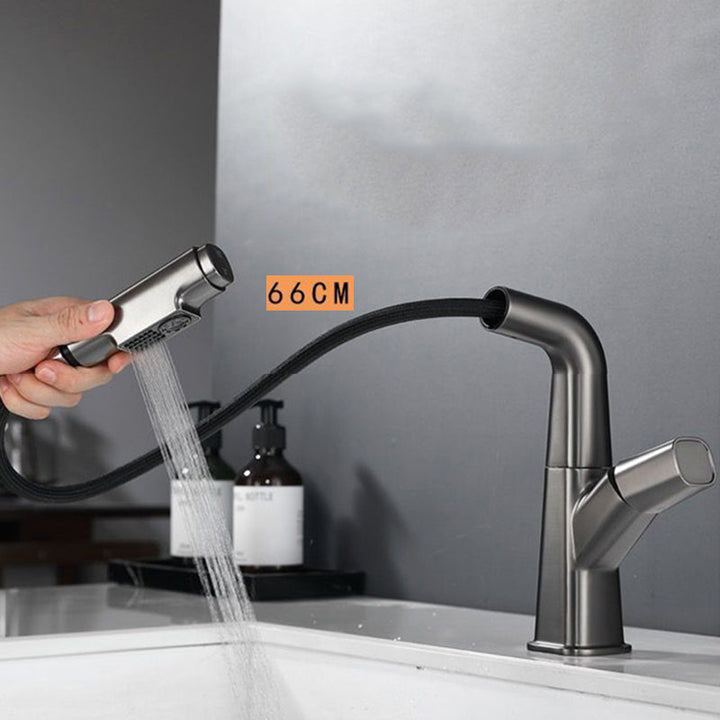 Lisslune | Modern Faucet Sink Tap Brass Lever Handles Swivel Spout Sink Tap