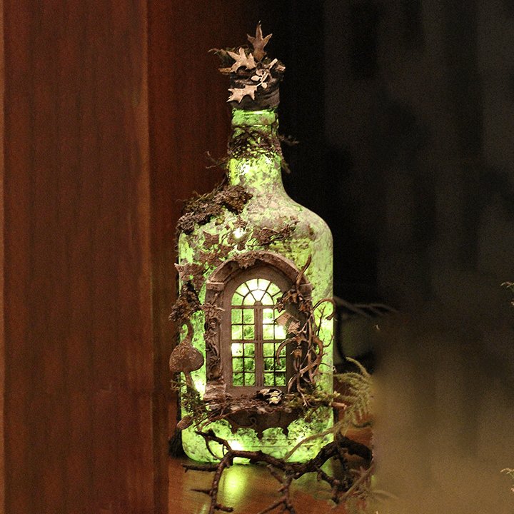 Lisslune | Altered Art Bottle - Mystical forest stories