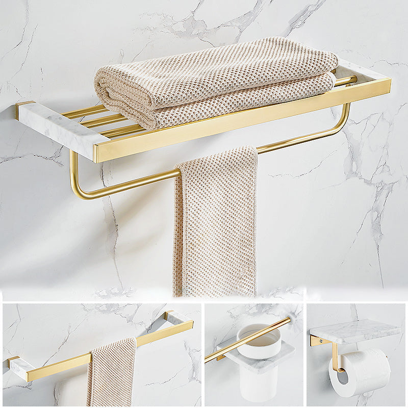 Lisslune | Metal and Marble Bathroom Accessory Individually or in Set in Gold