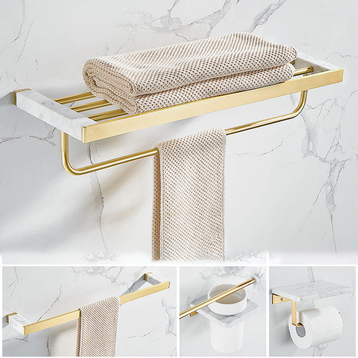 Lisslune | Metal and Marble Bathroom Accessory Individually or in Set in Gold