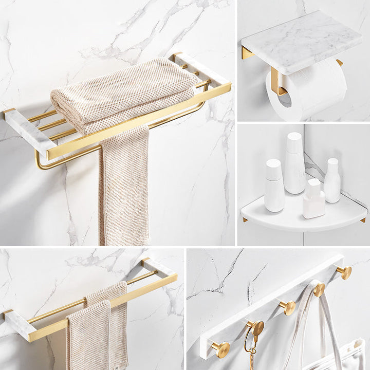 Lisslune | Metal and Marble Bathroom Accessory Individually or in Set in Gold
