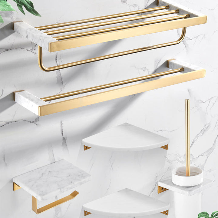 Lisslune | Metal and Marble Bathroom Accessory Individually or in Set in Gold