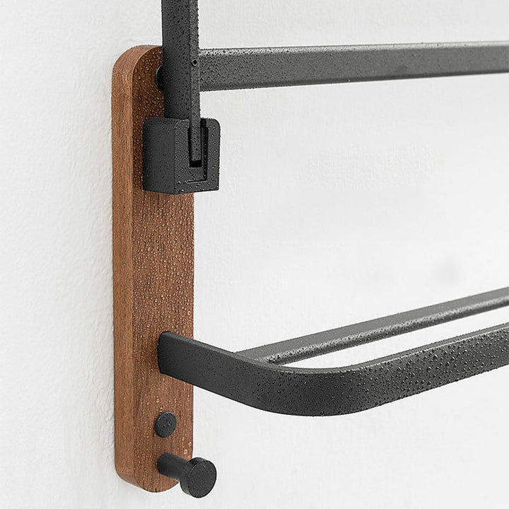 Lisslune | Metal and Wood Bathroom Accessories as Single Item or as Set without Drilling