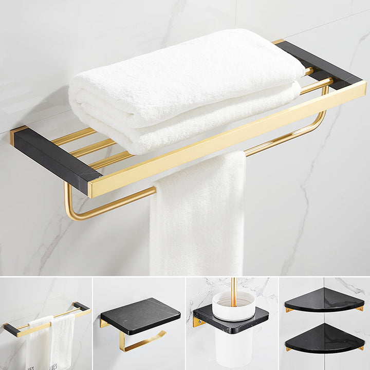 Lisslune | Metal and Marble Bathroom Minimalist Accessory as a Single Item or in a Set in Gold
