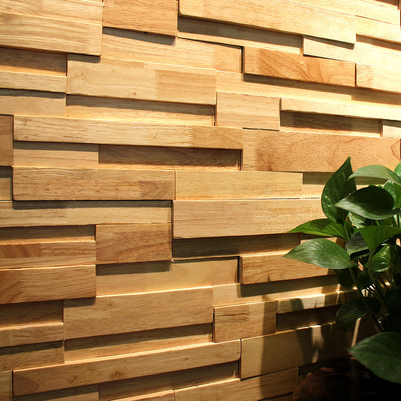 Lisslune | Mosaic Wood Wall Cladding Glue Living Room Modern Style Wood Plank