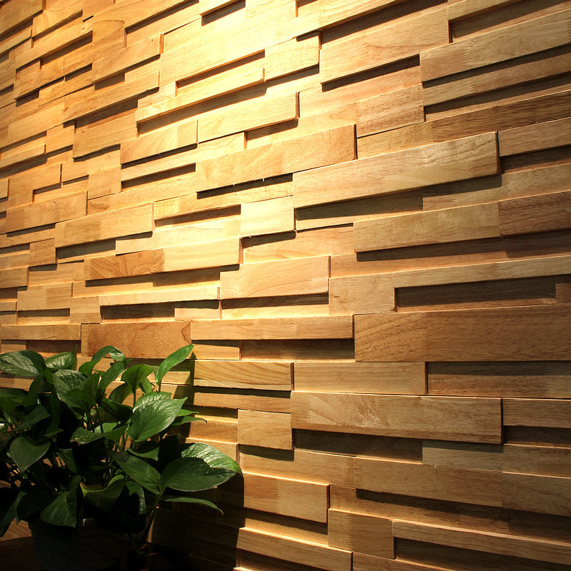 Lisslune | Mosaic Wood Wall Cladding Glue Living Room Modern Style Wood Plank