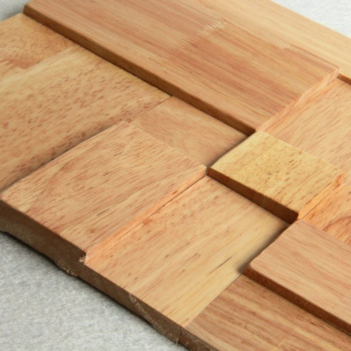 Lisslune | Mosaic Wood Wall Cladding Glue Living Room Modern Style Wood Plank