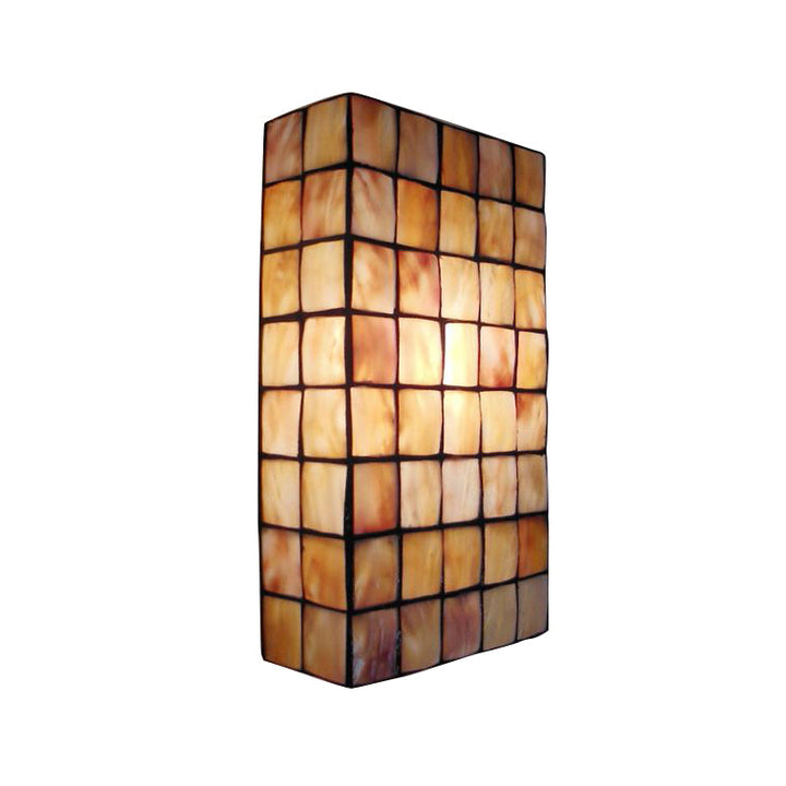 Lisslune | Rectangular Wall Lighting with Shell Shade 2 Bulbs Tiffany Wall Mounted Lighting in Beige