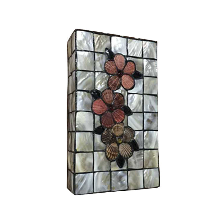 Lisslune | Rectangular Wall Lighting with Shell Shade 2 Bulbs Tiffany Wall Mounted Lighting in Beige