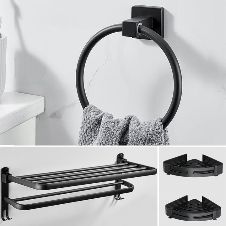 Lisslune | Traditional Bathroom Accessories Set Black Towel Ring Bathroom Shelf Bathroom Accessories Set