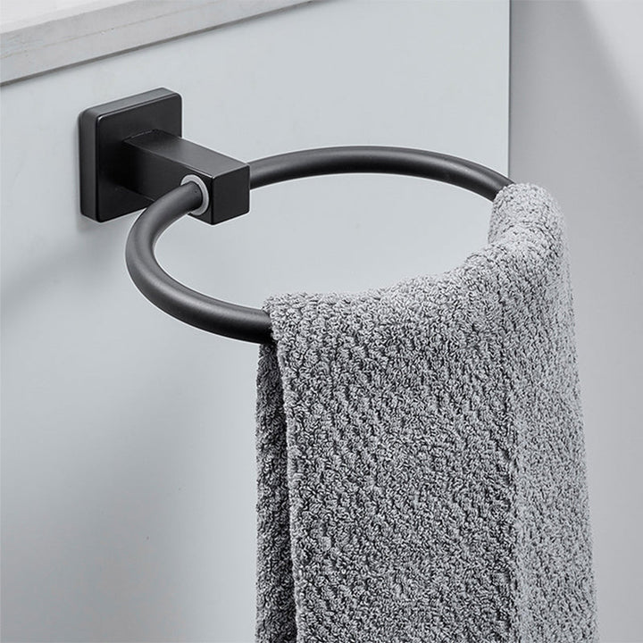 Lisslune | Traditional Bathroom Accessories Set Black Towel Ring Bathroom Shelf Bathroom Accessories Set