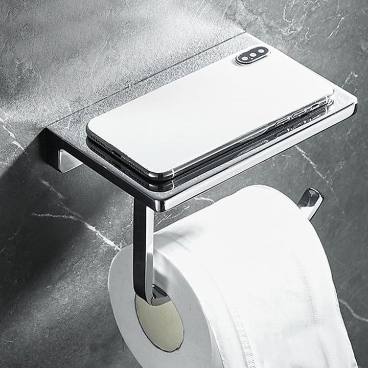 Lisslune | Contemporary 2-piece Bathroom Set in Polished Chrome Stainless Steel Toilet Paper Holder