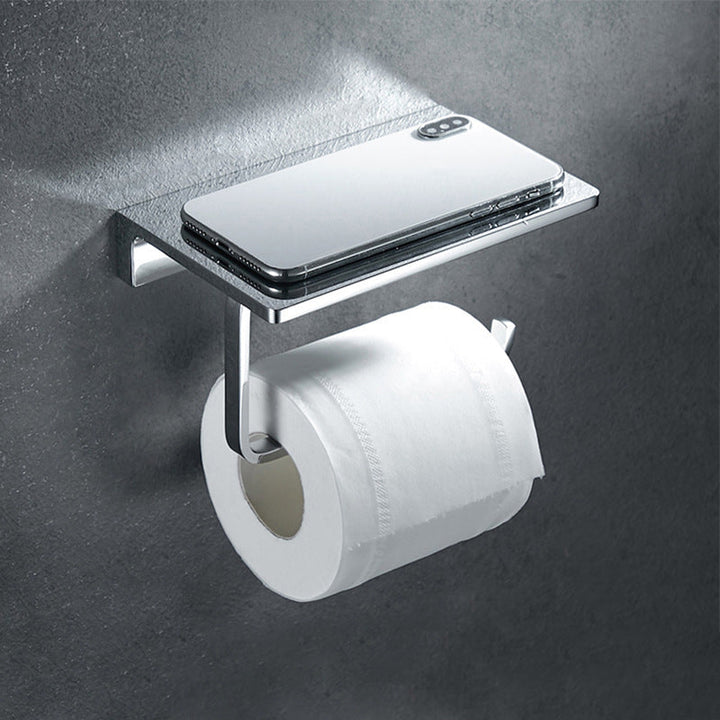 Lisslune | Contemporary 2-piece Bathroom Set in Polished Chrome Stainless Steel Toilet Paper Holder