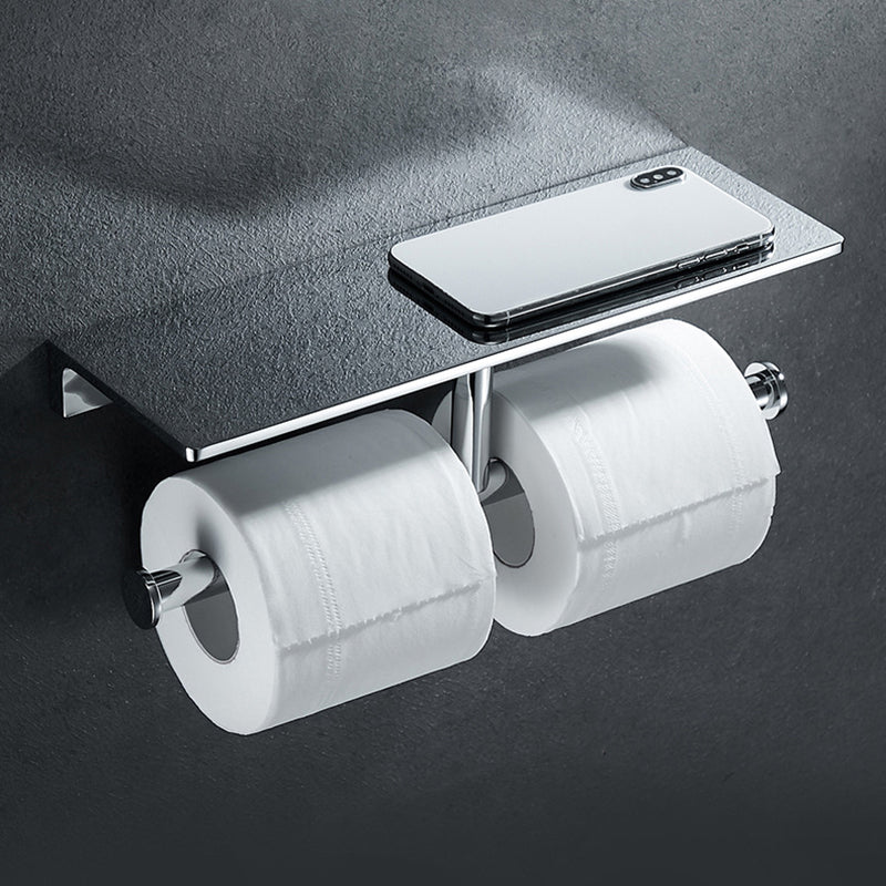 Lisslune | Contemporary 2-piece Bathroom Set in Polished Chrome Stainless Steel Toilet Paper Holder