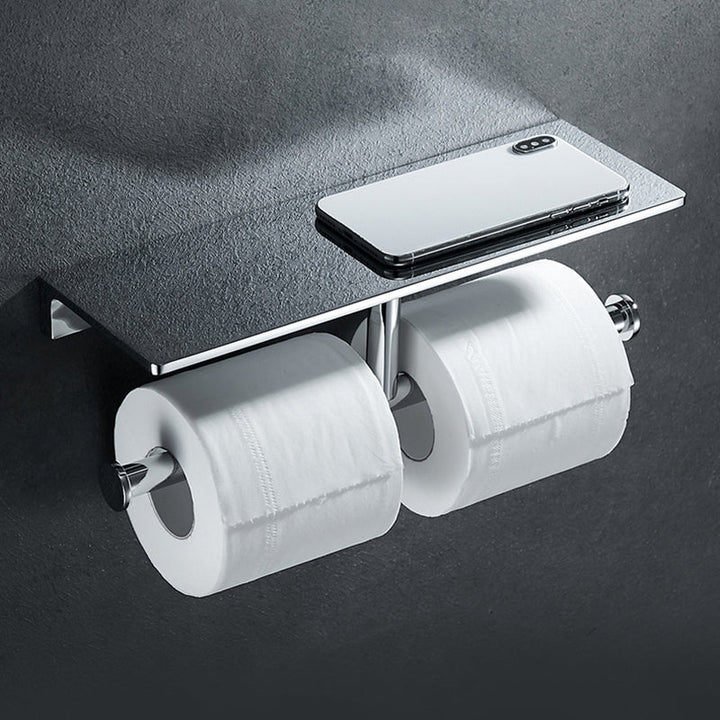Lisslune | Contemporary 2-piece Bathroom Set in Polished Chrome Stainless Steel Toilet Paper Holder