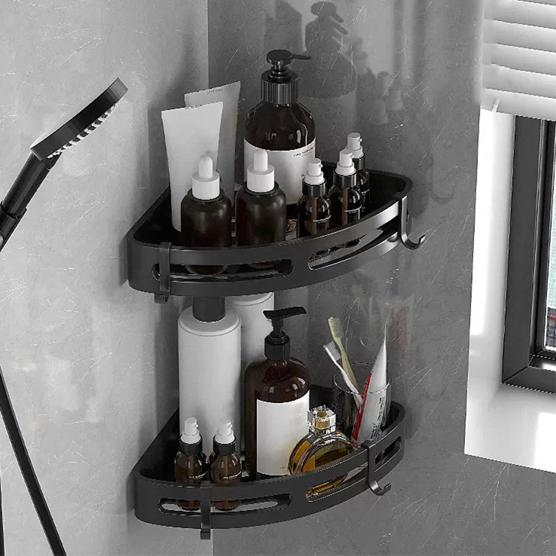 Lisslune | Modern Bathroom Hardware Set Bathroom Shelf Silver/Black Bathroom Accessories Set