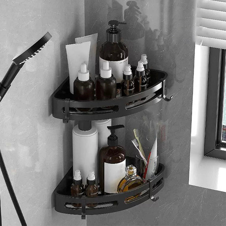 Lisslune | Modern Bathroom Hardware Set Bathroom Shelf Silver/Black Bathroom Accessories Set