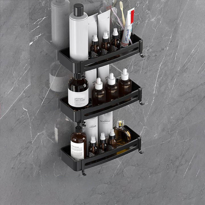 Lisslune | Modern Bathroom Hardware Set Bathroom Shelf Silver/Black Bathroom Accessories Set