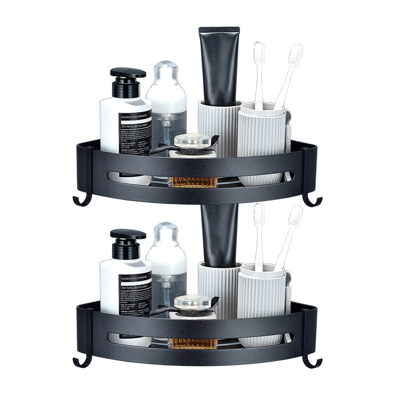 Lisslune | Modern Bathroom Hardware Set Bathroom Shelf Silver/Black Bathroom Accessories Set