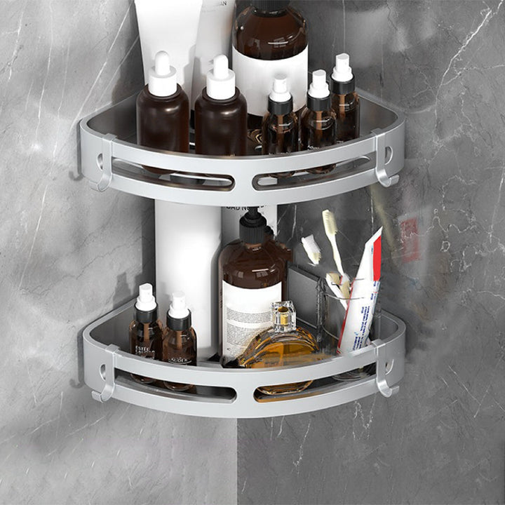 Lisslune | Modern Bathroom Hardware Set Bathroom Shelf Silver/Black Bathroom Accessories Set