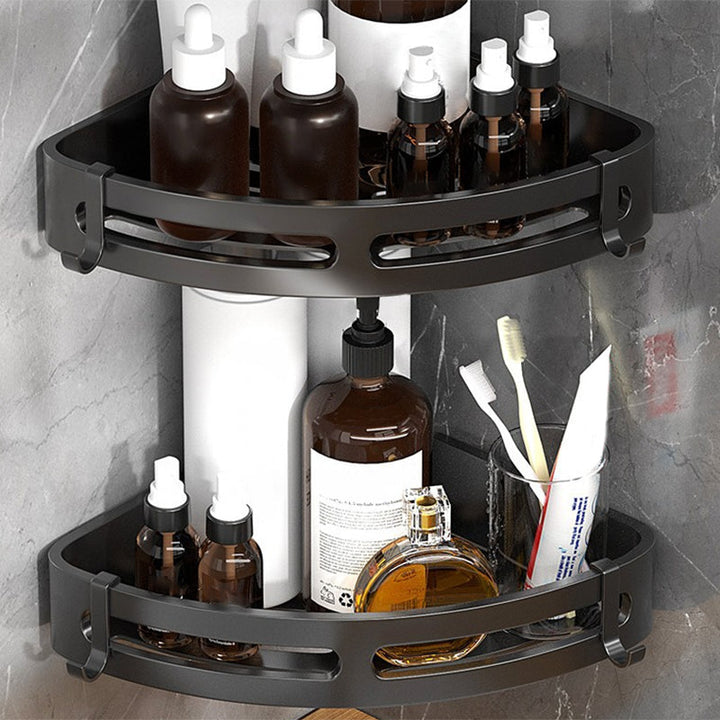Lisslune | Modern Bathroom Hardware Set Bathroom Shelf Silver/Black Bathroom Accessories Set