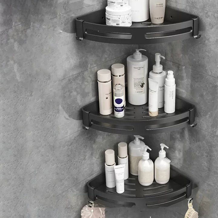Lisslune | Modern Bathroom Hardware Set Bathroom Shelf Silver/Black Bathroom Accessories Set