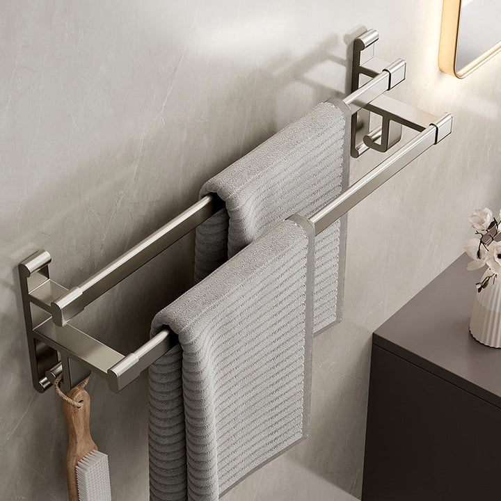 Lisslune | Gray Bathroom Accessory Set Contemporary Style Aluminum Towel Bar