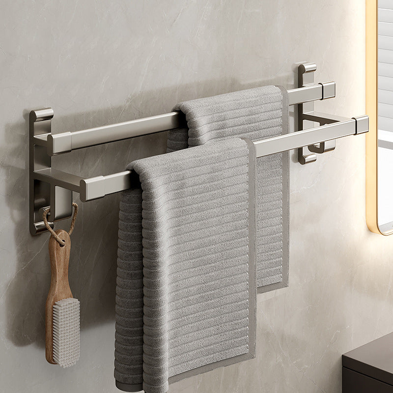 Lisslune | Gray Bathroom Accessory Set Contemporary Style Aluminum Towel Bar