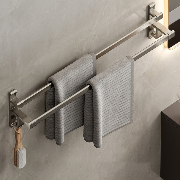 Lisslune | Gray Bathroom Accessory Set Contemporary Style Aluminum Towel Bar