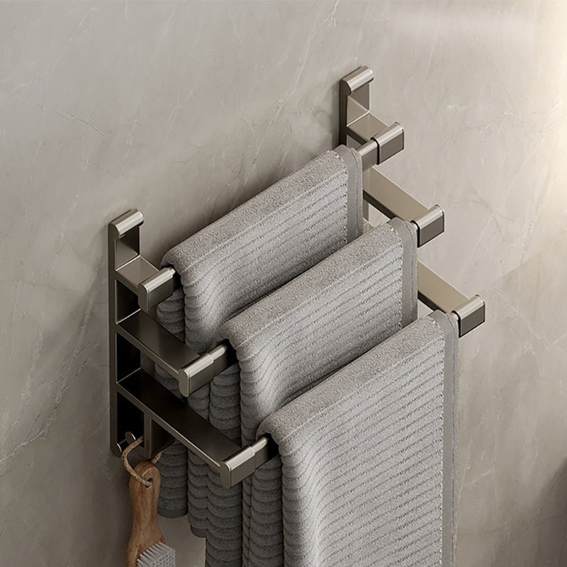 Lisslune | Gray Bathroom Accessory Set Contemporary Style Aluminum Towel Bar