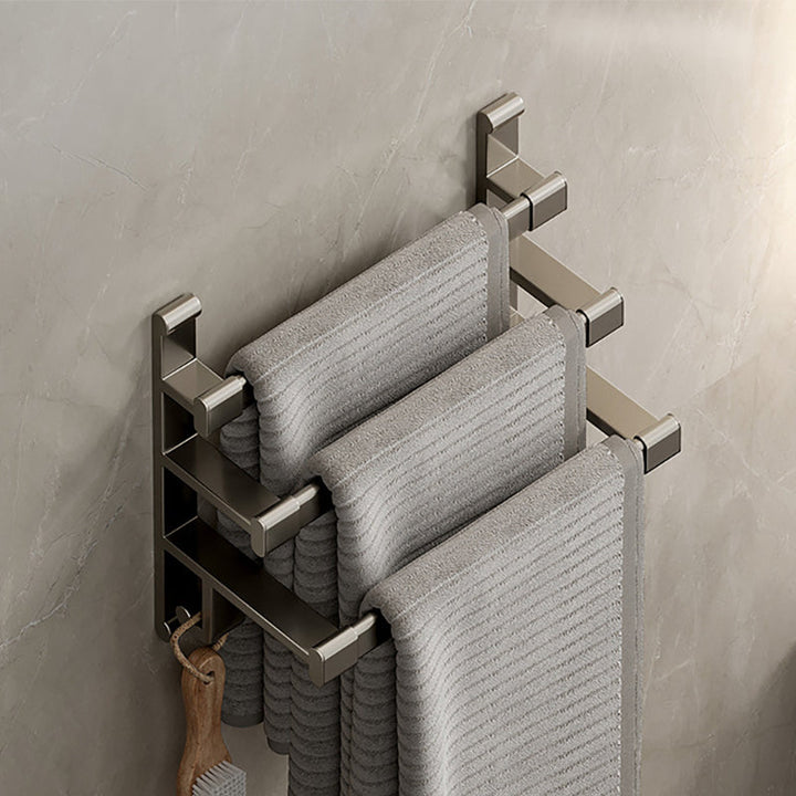 Lisslune | Gray Bathroom Accessory Set Contemporary Style Aluminum Towel Bar