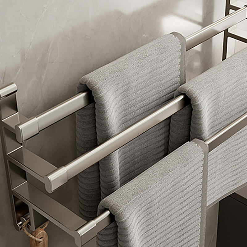 Lisslune | Gray Bathroom Accessory Set Contemporary Style Aluminum Towel Bar