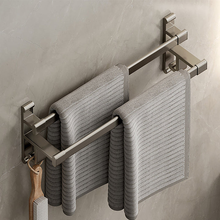 Lisslune | Gray Bathroom Accessory Set Contemporary Style Aluminum Towel Bar