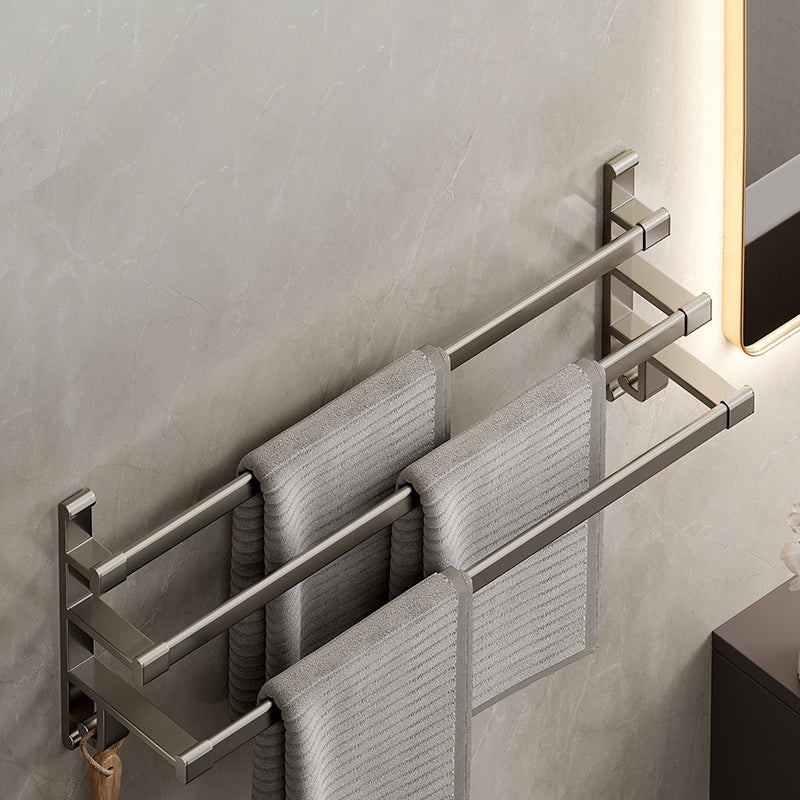 Lisslune | Gray Bathroom Accessory Set Contemporary Style Aluminum Towel Bar