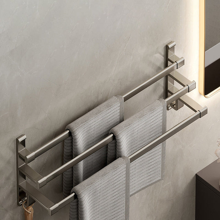 Lisslune | Gray Bathroom Accessory Set Contemporary Style Aluminum Towel Bar